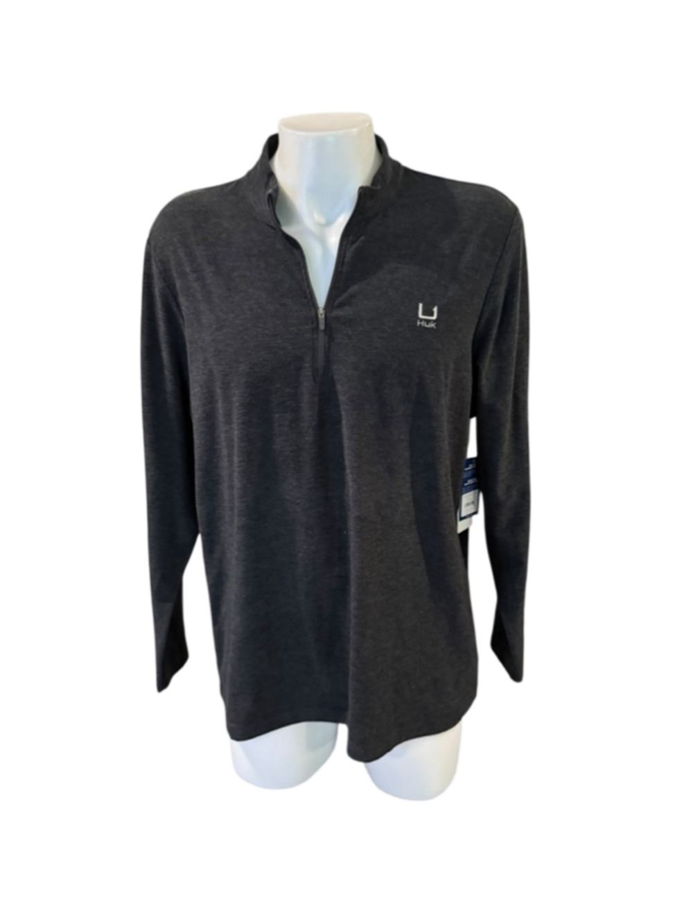 Men's Huk Charcoal Leeward Lightweight Fleece 1/4 Zip Sweater XL